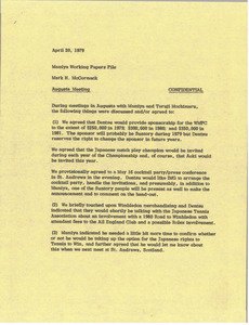 Memorandum from Mark H. McCormack to Mamiya working papers file