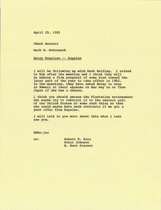 Memorandum from Mark H. McCormack to Chuck Bennett