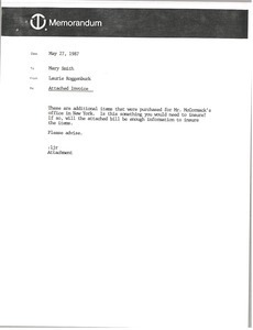 Memorandum from Laurie Roggenburk to Mary Smith