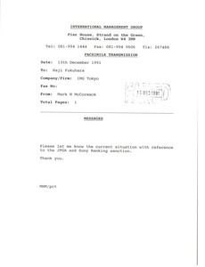 Fax from Mark H. McCormack to Haji Fukuhara