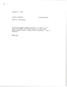 Memorandum from Mark H. McCormack to Jackie Simpson