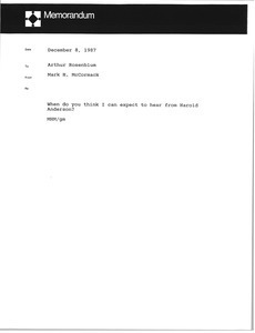 Memorandum from Mark H. McCormack to Arthur Rosenblum - Digital ...