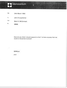 Memorandum from Mark H. McCormack to John D. Laupheimer