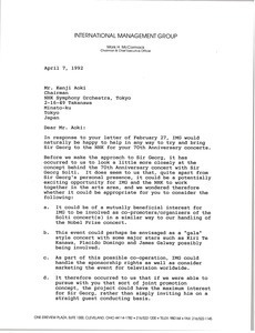 Letter from Mark H. McCormack to Kenji Aoki