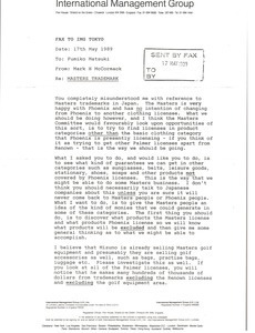 Fax from Mark H. McCormack to Fumiko Matsuki