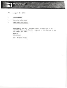 Memorandum from Mark H. McCormack to Hans Kramer