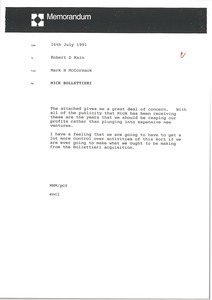 Memorandum from Mark H. McCormack to Robert D. Kain