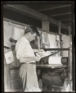 Morgan Dennis, with his printing press