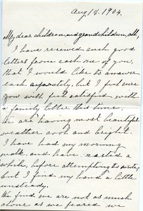 Letter from Hannah Maria Chapin Moodey to Frank Lyman and Florence Porter Lyman