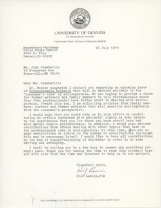 Letter from Richard R. J. Lewine to Judi Chamberlin