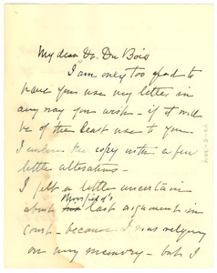 Letter from Mariana T. Storey to W. E. B. Du Bois