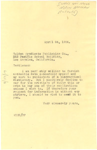 Letter from W. E. B. Du Bois to Golden Syndicate Publishing Company