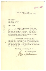 Letter from W. S. Davis to The Crisis