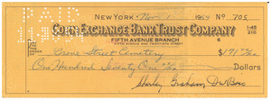 Check from Shirley Graham Du Bois to Grove Street Cemetery