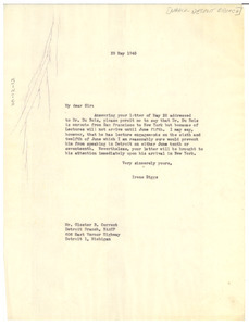 Letter from Ellen Irene Diggs to NAACP Detroit Branch