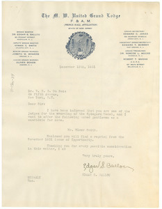 Letter from Edgar S. Ballou to W. E. B. Du Bois