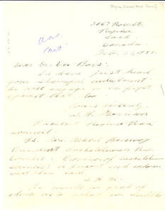 Letter from Regina Peace Council to W. E. B. Du Bois