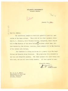 Letter from Nathaniel P. Tillman to W. E. B. Du Bois