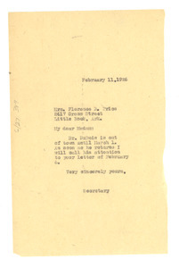Letter from Crisis to Florence B. Price