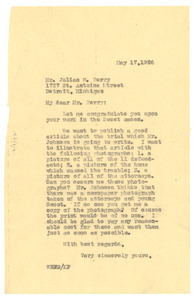 Letter from W. E. B. Du Bois to Julian W. Perry