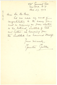 Letter from Countee Cullen to W. E. B. Du Bois