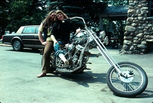 Michael Rapunzel with motorcycle and Joanne Santos