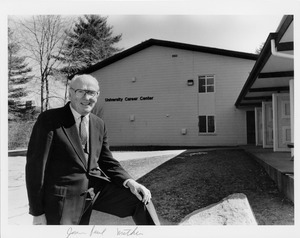 Jean Paul Mather standing in front of the University Career Center