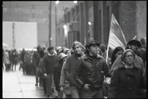 MIT I-Lab demonstration: protesters marching by Instrumentation Laboratory