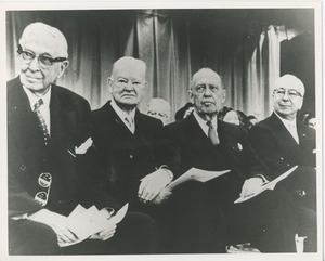 President Herbert Hoover and three men in suits at an ICD exercise