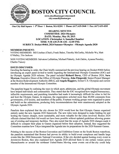 Special Committee on the 2024 Olympics hearing minutes, May 18, 2015