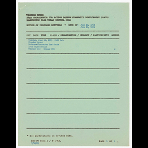 Agenda, minutes and attendance list for Ruthven, Pleasanton, Homestead, Hutchings and Brookledge Streets meeting on June 11, 1963