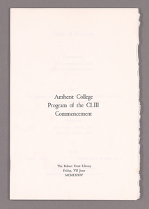 Amherst College Commencement program, 1974 June 7