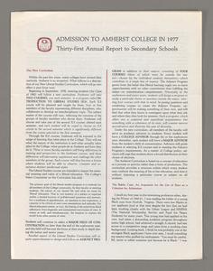 Amherst College annual report to secondary schools, 1977