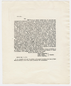 Noah Webster, John Fiske, and Rufus Graves letter to unidentified recipient, 1818 September 11