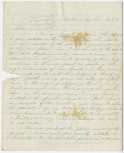 Edward Hitchcock letter to the Smith family, 1856 September 20