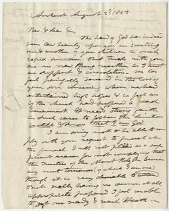 Edward Hitchcock letter to Moses Miller, 1843 August 2