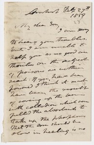 Edward Hitchcock letter to Edward Hitchcock, Jr., 1859 February 27