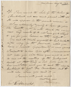 Benjamin Silliman letter to Edward Hitchcock, 1824 August 12