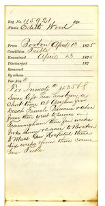 Tewksbury Almshouse Intake Record: Woods, Edith