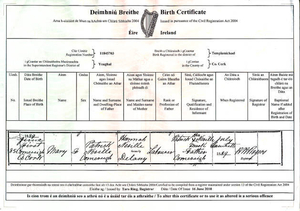 Mary Neville's birth certificate