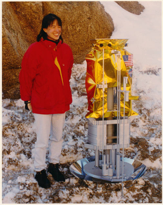 My daughter poses with her Casini project