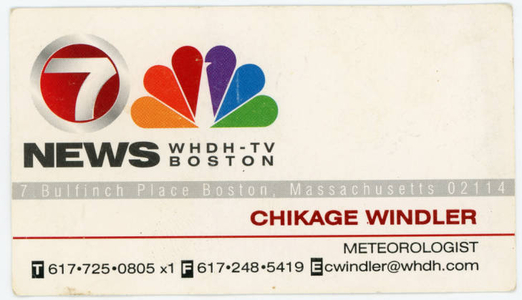 Business card from TV video crew shown on Chanel Seven, three years in a row