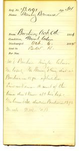 Tewksbury Almshouse Intake Record: Brown, Henry
