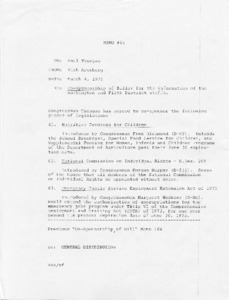 Memo #65: Re: co-sponsorship of Bills: for the information of the Washington and Fifth District staff