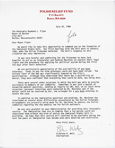 Letter from Elzbieta K. Welz to Mayor Raymond L. Flynn
