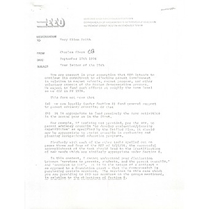 Letter, Bureau of Equal Educational Opportunity to Mary Ellen Smith, September 17, 1976.