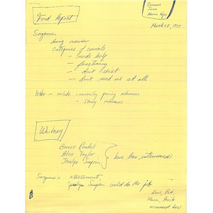 Meeting notes, March 28, 1977.