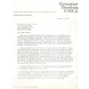 Letter, Judge Garrity, December 13, 1977.