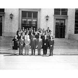 Forty teachers in the National Science Foundation Group Summer Institute pose on the steps of Dodge Library