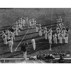 Band forming shape of "N" on Parsons Field